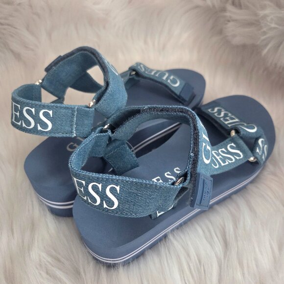 NEW GUESS Women's Avin Logo Sport Denim Sandals Size 7.5 - Picture 6 of 10